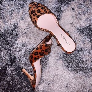 Leopard vegan pony hair mules